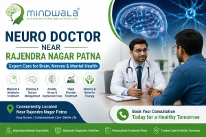 Neuro doctor near Rajendra Nagar Patna consultation banner showing neurologist treating patient with brain and mental health care services